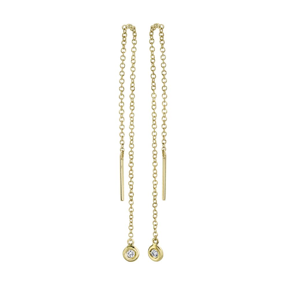 14K Solid Gold 0.04Ct Diamond Threader Earring Diamond Threader Earring