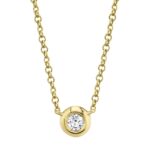 18K Solid Gold 0.1Ct Diamond Bezel Necklace