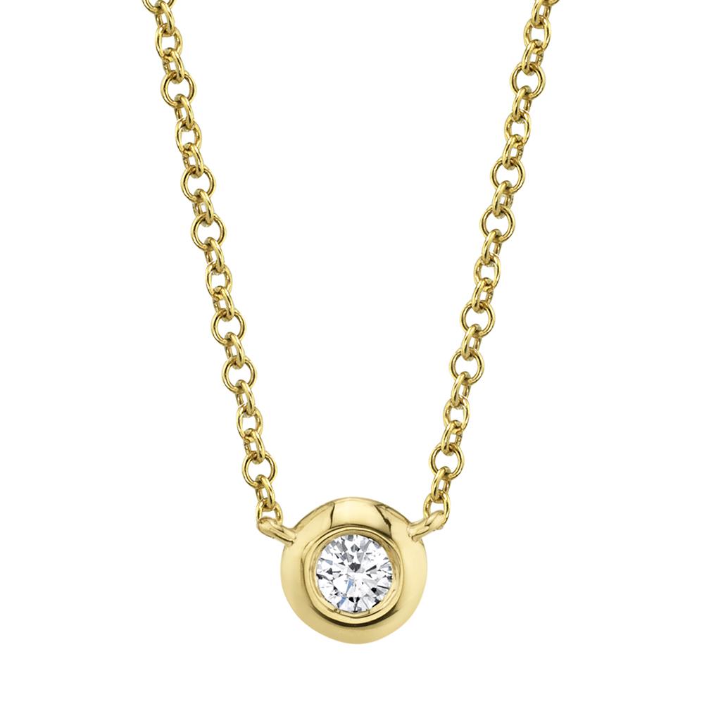 18K Solid Gold 0.1Ct Diamond Bezel Necklace 18K Solid Gold 0.1Ct Diamond Bezel Necklace