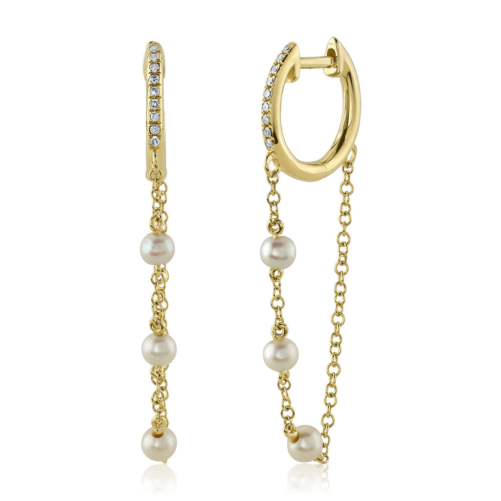 0.05CT DIAMOND & CULTURED PEARL HUGGIE EARRING Diamond & Cultured Pearl Huggie Earring