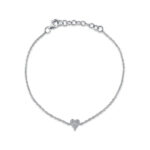 18K Solid Gold 0.05Ct Diamond Pave Heart Bracelet
