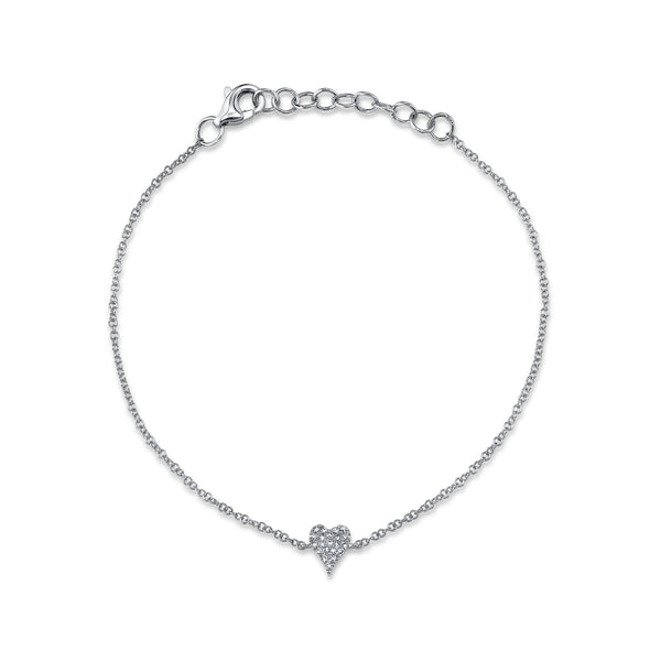 18K Solid Gold 0.05Ct Diamond Pave Heart Bracelet