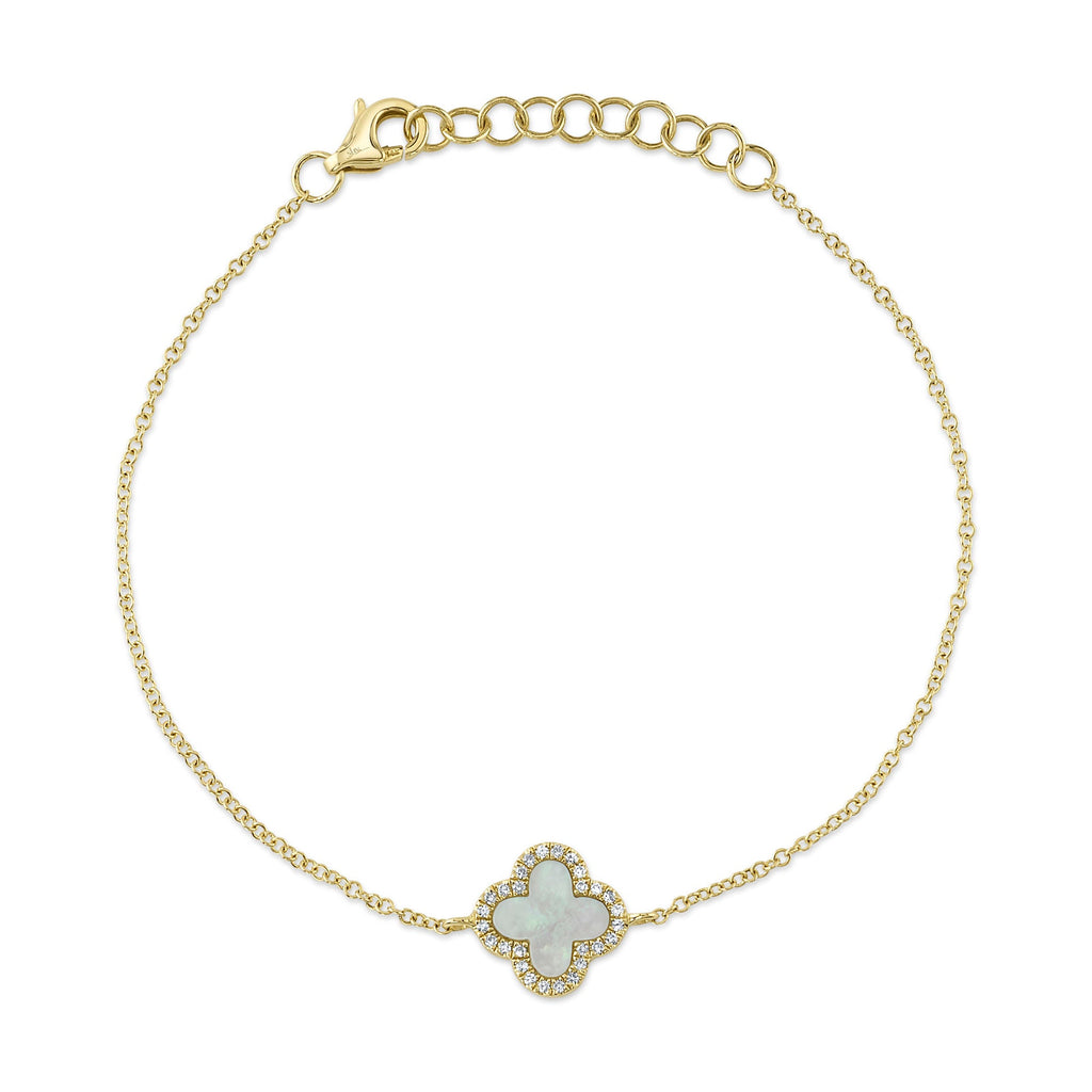 0.07Ct Diamond & 0.40Ct Mother Of Pearl Clover Bracelet 0.07Ct Diamond & 0.40Ct Mother Of Pearl Clover Bracelet