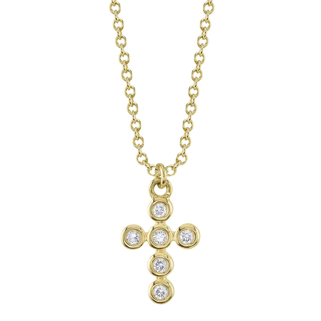 0.08CT DIAMOND BEZEL CROSS NECKLACE Diamond Bezel Cross Necklace