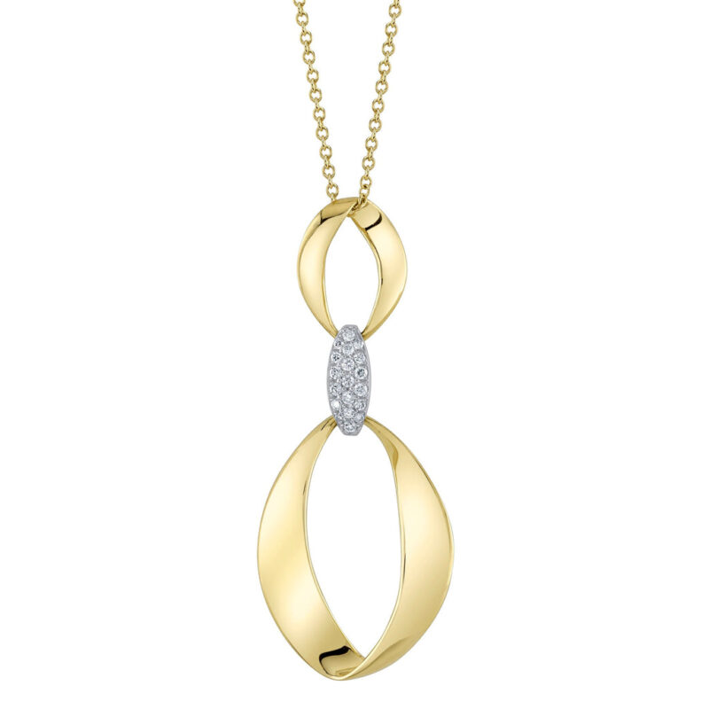 18K Solid Gold 0.10Ct Diamond Mobius Necklace