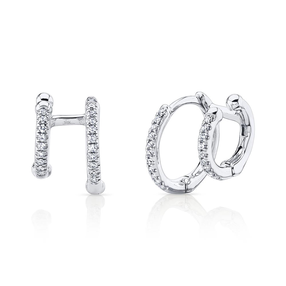 0.12CT DIAMOND DOUBLE HUGGIE EARRING Diamond Double Huggie Earring