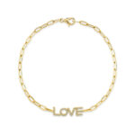 0.12Ct Diamond "Love" Paper Clip Link Bracelet