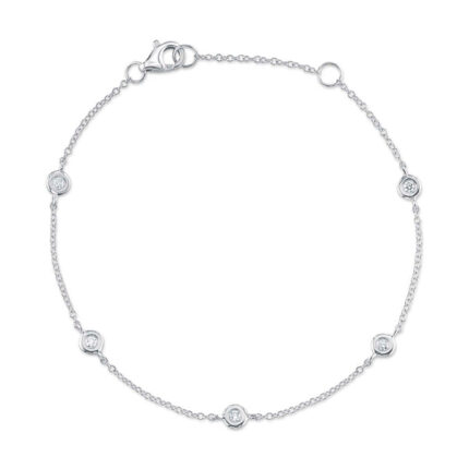 18K Solid Gold 0.13Ct 7" Diamonds By The Yard Bracelet