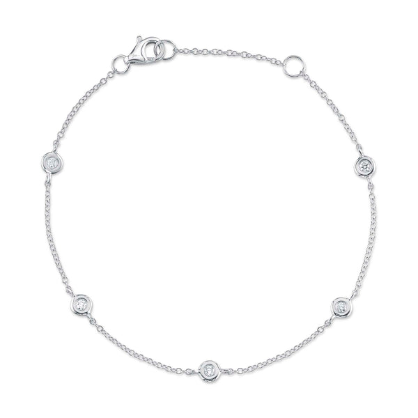 18K Solid Gold 0.13Ct 7" Diamonds By The Yard Bracelet