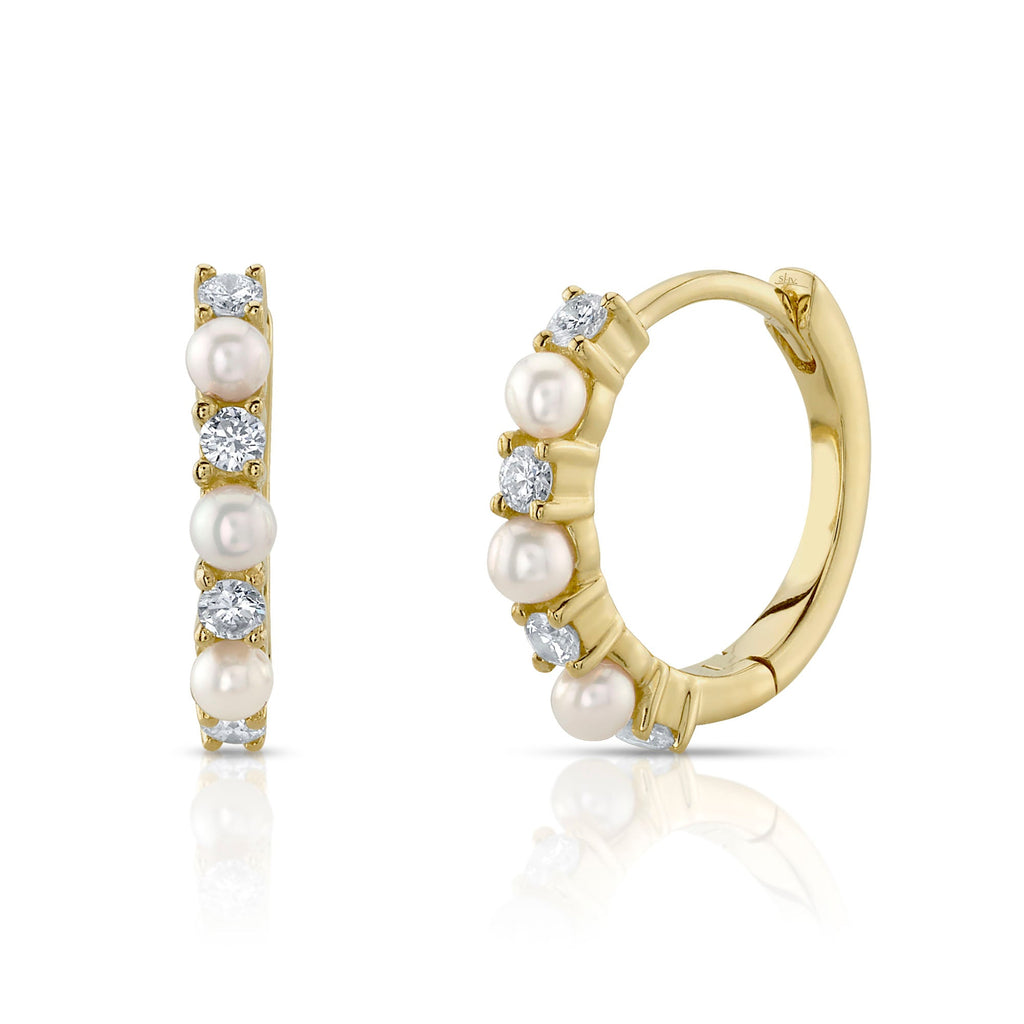 0.14CT DIAMOND & CULTURED PEARL HUGGIE EARRING Diamond & Cultured Pearl Huggie Earring
