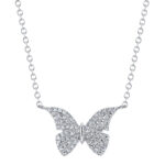 18K Solid Gold 0.20ct Diamond Butterfly Necklace