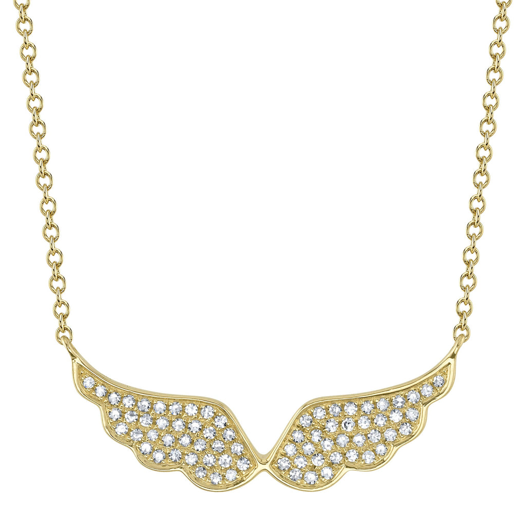 18K Solid Gold 0.30Ct Diamond Angel Wings Necklace 18K Solid Gold 0.30Ct Diamond Angel Wings Necklace