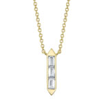 18K Solid Gold 0.18Ct Diamond Baguette Necklace