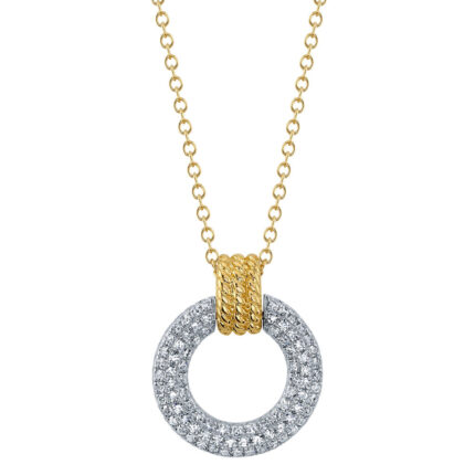 18K Solid Gold 0.25Ct Diamond Circle Necklace