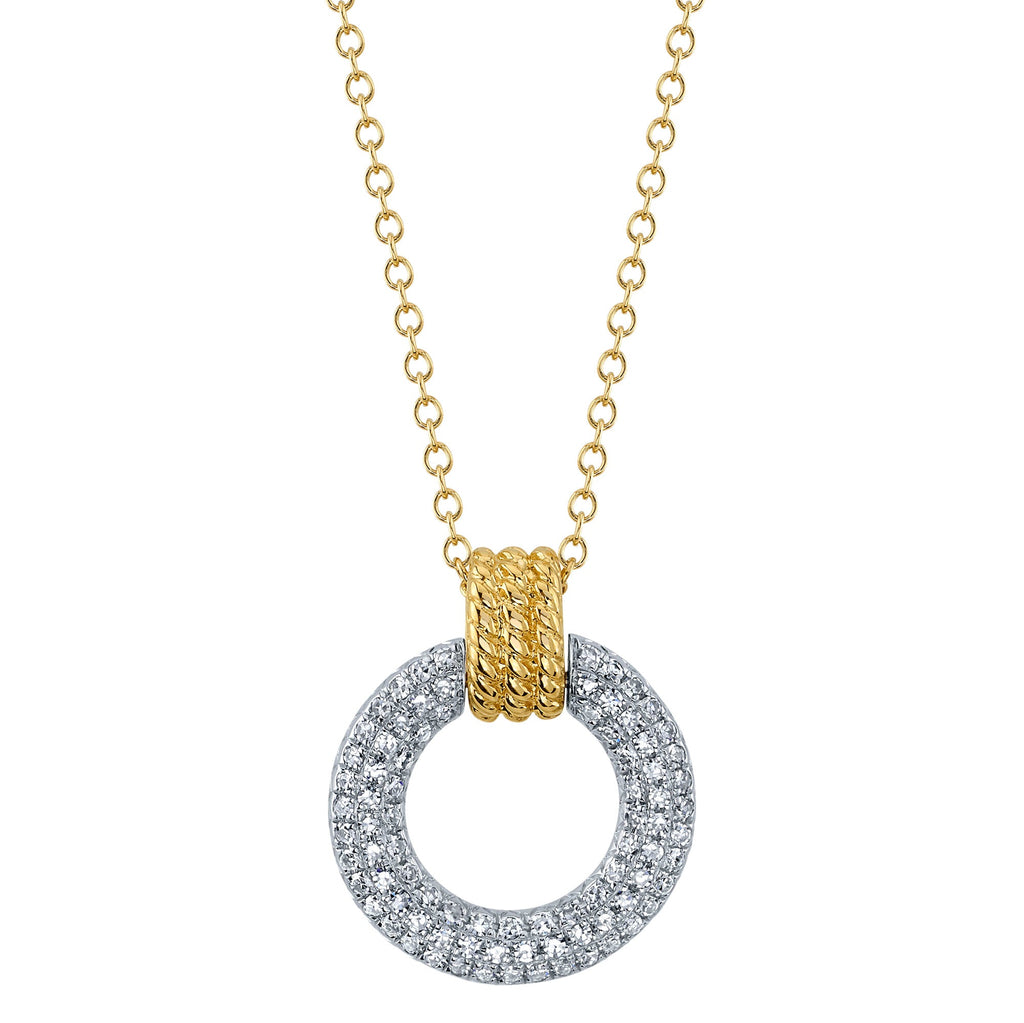 18K Solid Gold 0.25Ct Diamond Circle Necklace 18K Solid Gold 0.25Ct Diamond Circle Necklace