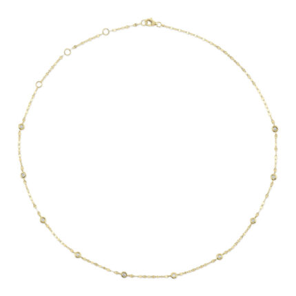 18K Solid Gold 0.20Ct 18" Diamonds By The Yard Necklace