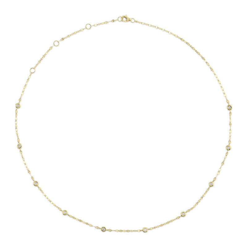 18K Solid Gold 0.20Ct 18" Diamonds By The Yard Necklace