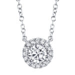 18K Solid Gold 0.20Ct-Ctr(Round) 0.05Ct-Side Diamond Necklace