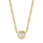 18K Solid Gold 0.20Ct Diamond Bezel Necklace