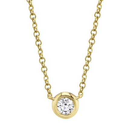 18K Solid Gold 0.20Ct Diamond Bezel Necklace