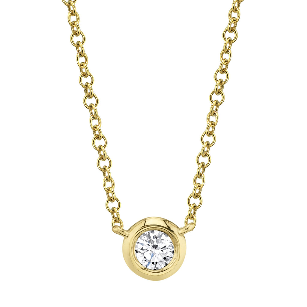 18K Solid Gold 0.20Ct Diamond Bezel Necklace 18K Solid Gold 0.20Ct Diamond Bezel Necklace