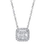 18K Solid Gold 0.5Ct Diamond Baguette Necklace