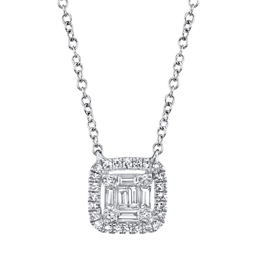 18K Solid Gold 0.5Ct Diamond Baguette Necklace 18K Solid Gold 0.5Ct Diamond Baguette Necklace