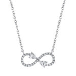 18K Solid Gold 0.22Ct Diamond Infinity Necklace