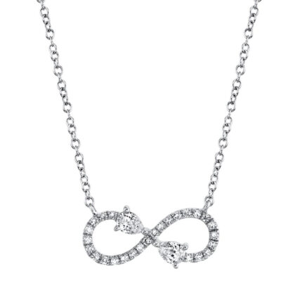 18K Solid Gold 0.22Ct Diamond Infinity Necklace