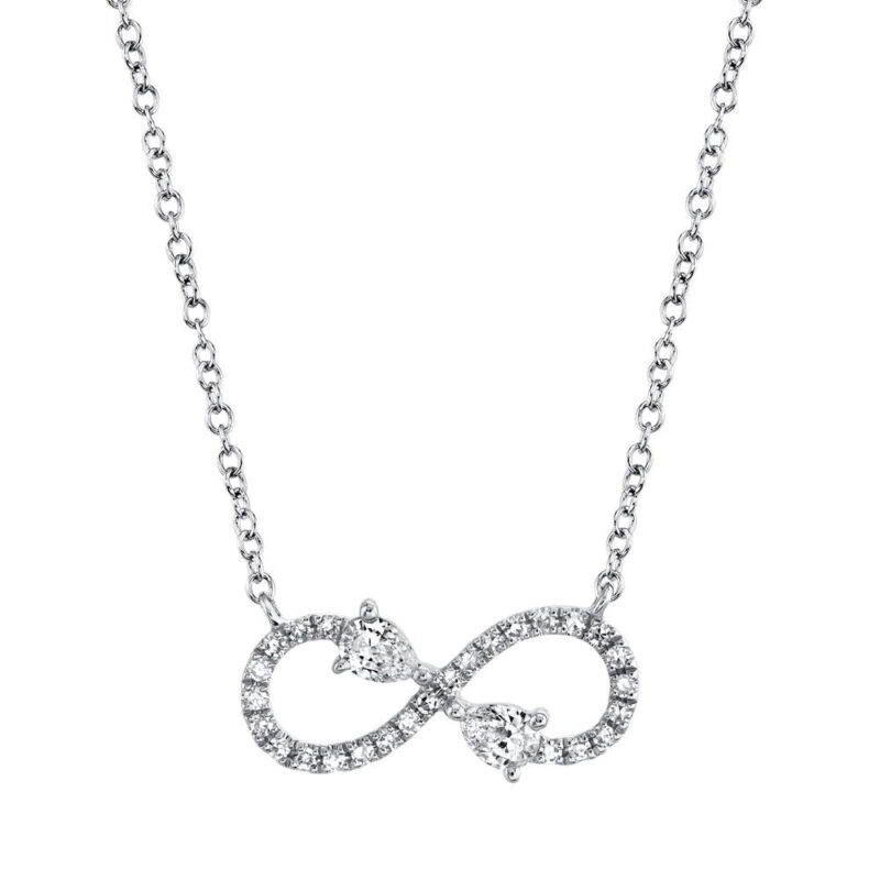 18K Solid Gold 0.22Ct Diamond Infinity Necklace