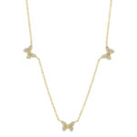 18K Solid Gold 0.23Ct Diamond Butterfly Necklace