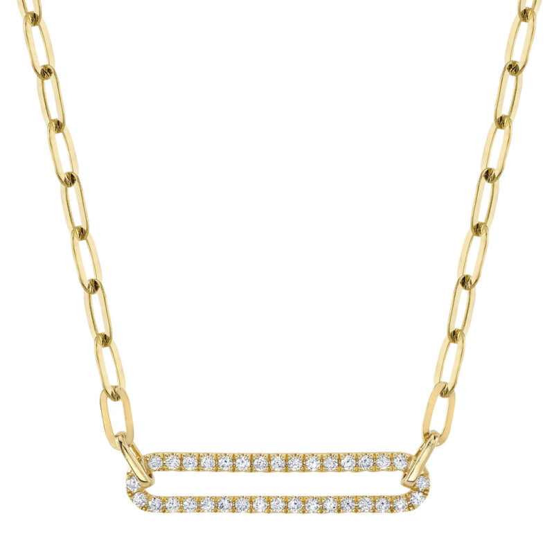 Diamond Paper Clip Link Necklace
