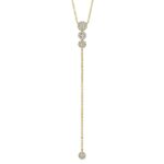 18K Solid Gold 0.29Ct Diamond Lariat Necklace