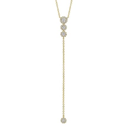 18K Solid Gold 0.29Ct Diamond Lariat Necklace