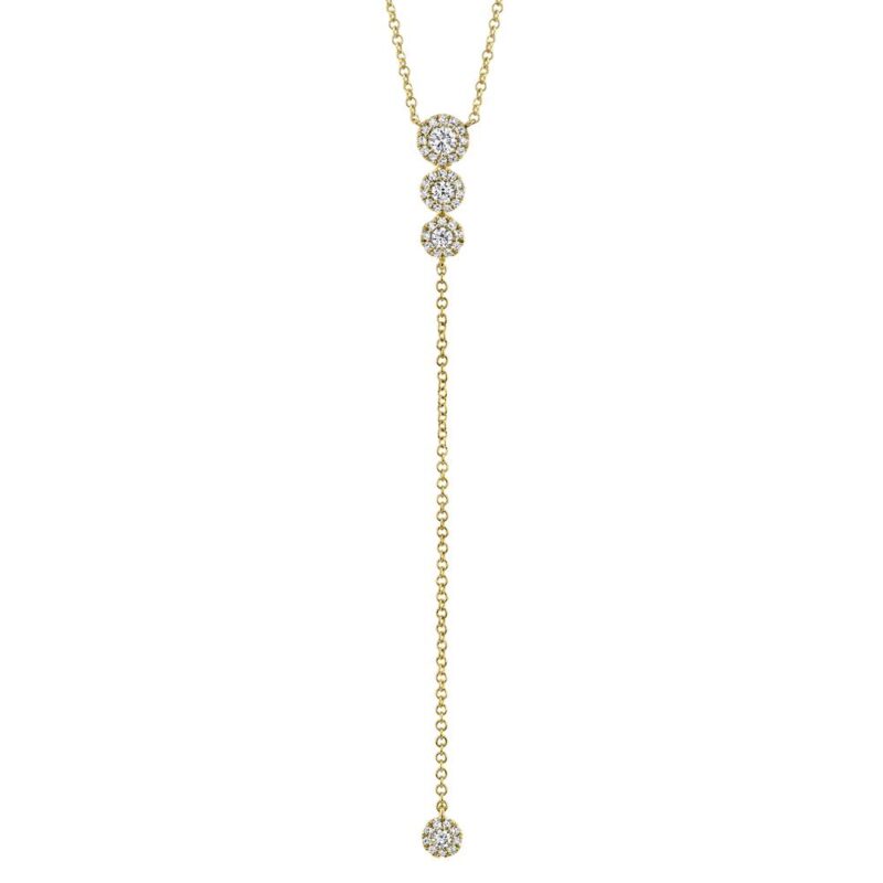18K Solid Gold 0.29Ct Diamond Lariat Necklace