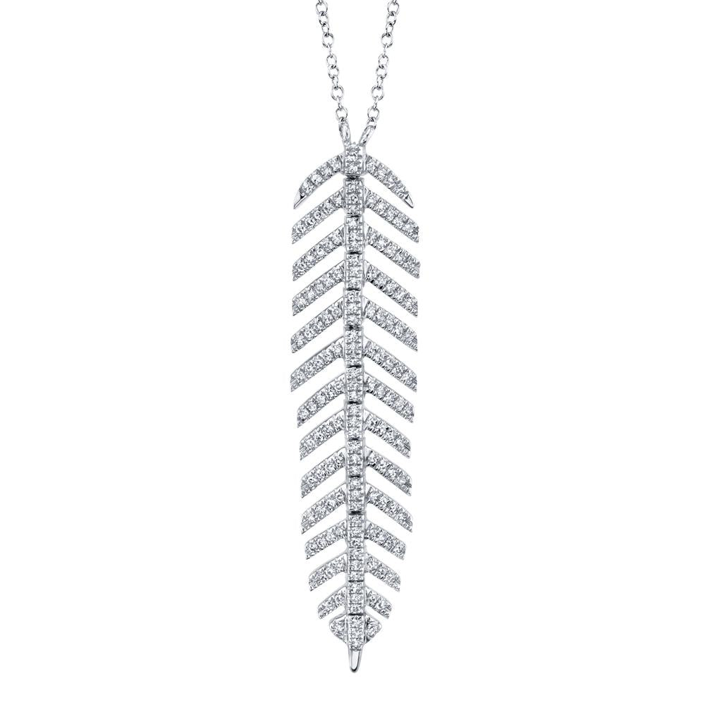 0.29CT DIAMOND 'Phoenix' FEATHER Pendant NECKLACE Diamond 'Phoenix' Feather Pendant Necklace