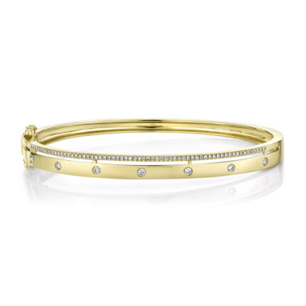 18K Solid Gold 0.34Ct Diamond Bangle