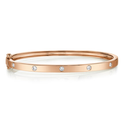 18K Solid Gold 0.38Ct Diamond Bangle