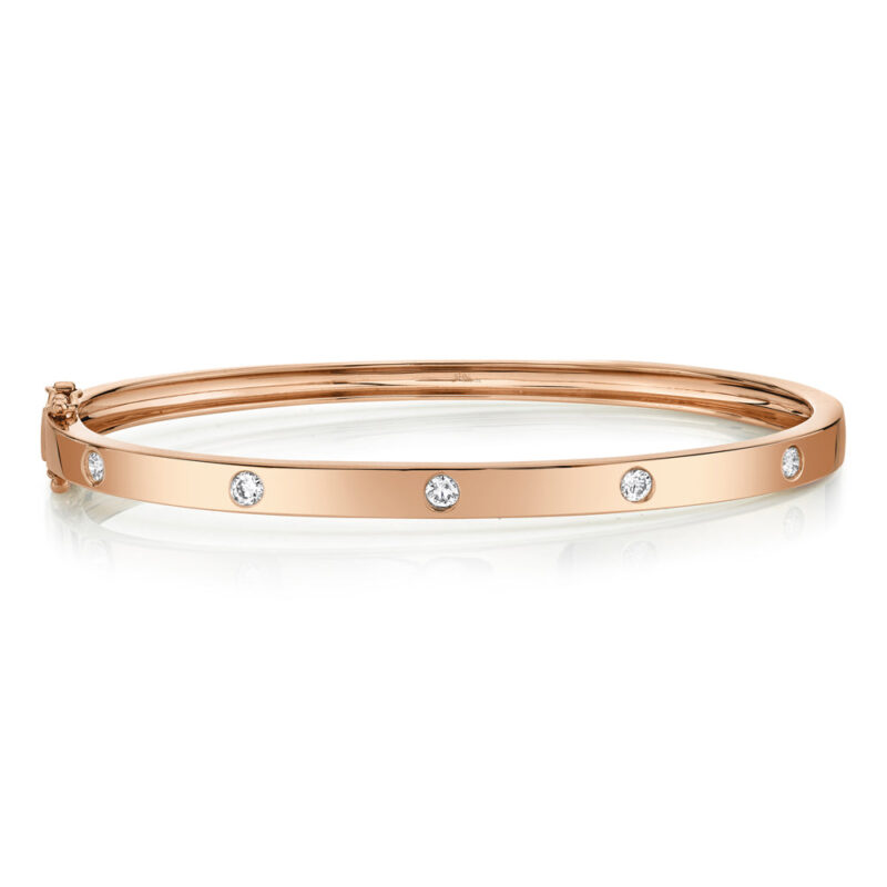 18K Solid Gold 0.38Ct Diamond Bangle