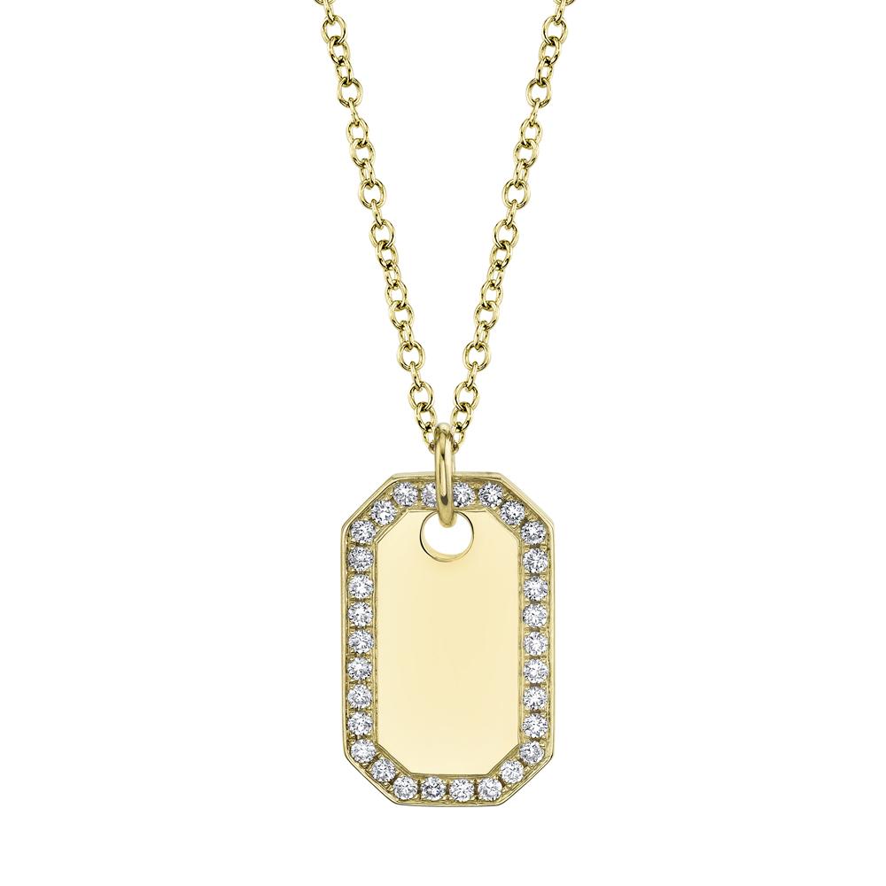 0.40CT DIAMOND DOG TAG NECKLACE Diamond Dog Tag Necklace
