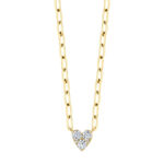 Diamond Heart Paper Clip Link Necklace