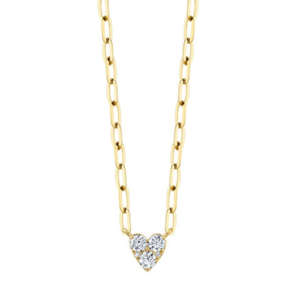 Diamond Heart Paper Clip Link Necklace