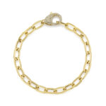 18K Solid Gold 0.41Ct Diamond Paper Clip Link Bracelet