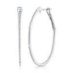 0.44Ct Diamond Baguette Oval Hoop Earring