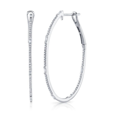 0.44Ct Diamond Baguette Oval Hoop Earring