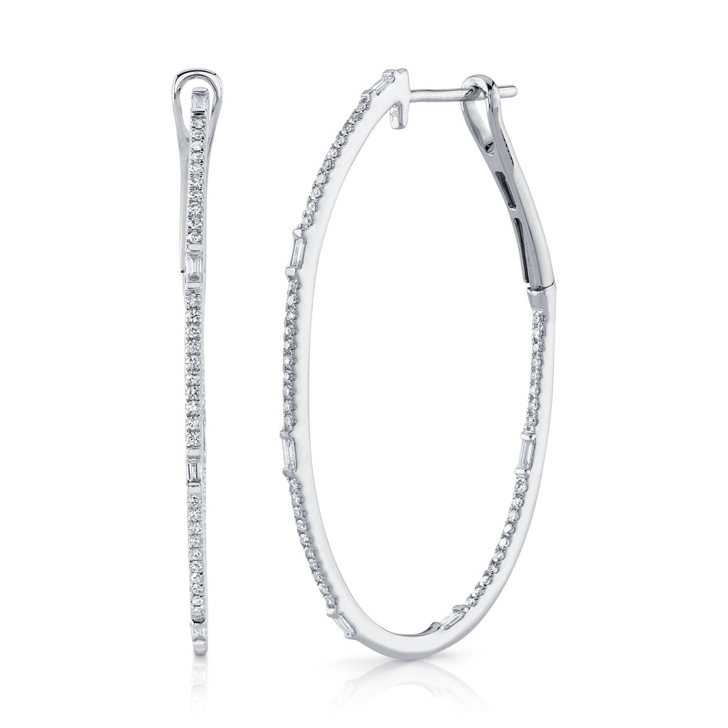 0.44Ct Diamond Baguette Oval Hoop Earring 0.44Ct Diamond Baguette Oval Hoop Earring