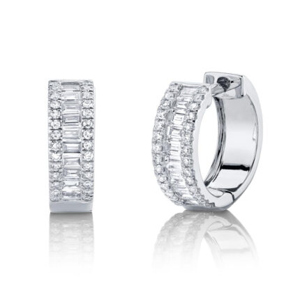 0.49 Ct Diamond Baguette Huggie Earring