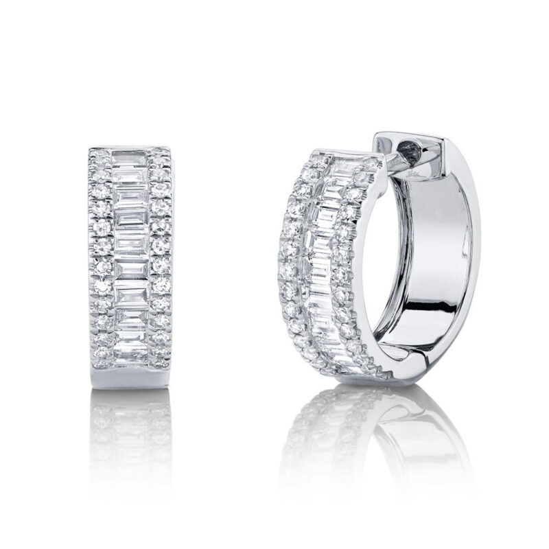 0.49 Ct Diamond Baguette Huggie Earring