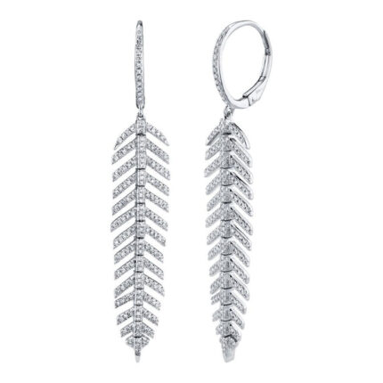 0.60Ct Diamond 'Phoenix' Drop Feather Earring - Short