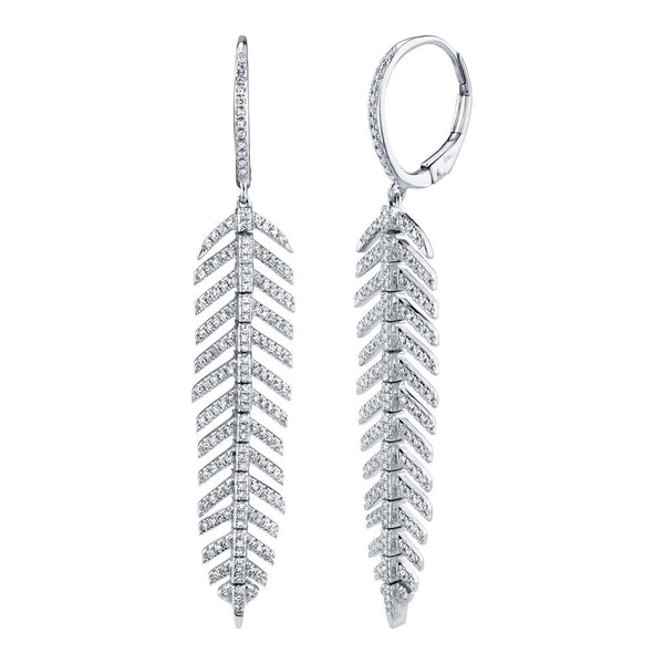 0.60Ct Diamond 'Phoenix' Drop Feather Earring - Short 0.60Ct Diamond 'Phoenix' Drop Feather Earring - Short